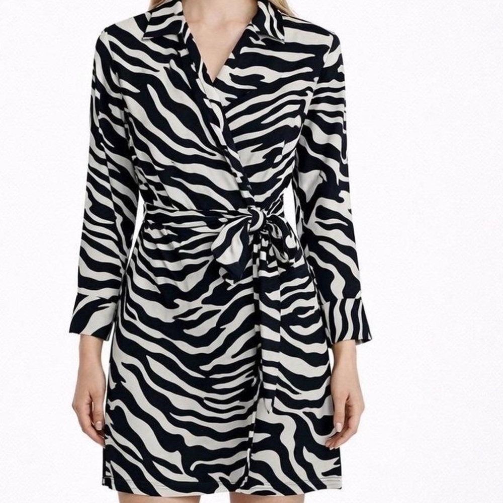H&M Black and White Zebra Wrap Dress
